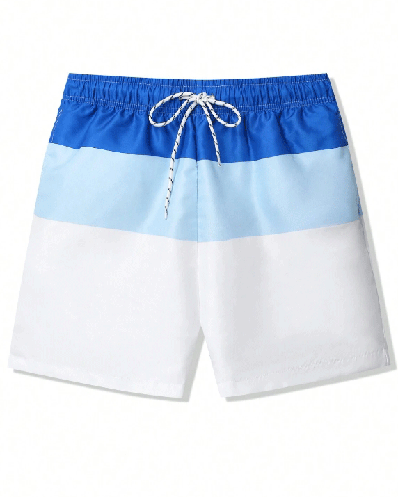 Beach Quick-drying Fabric Simple Blue Stitching Swimming Trunks Men's Plus Size