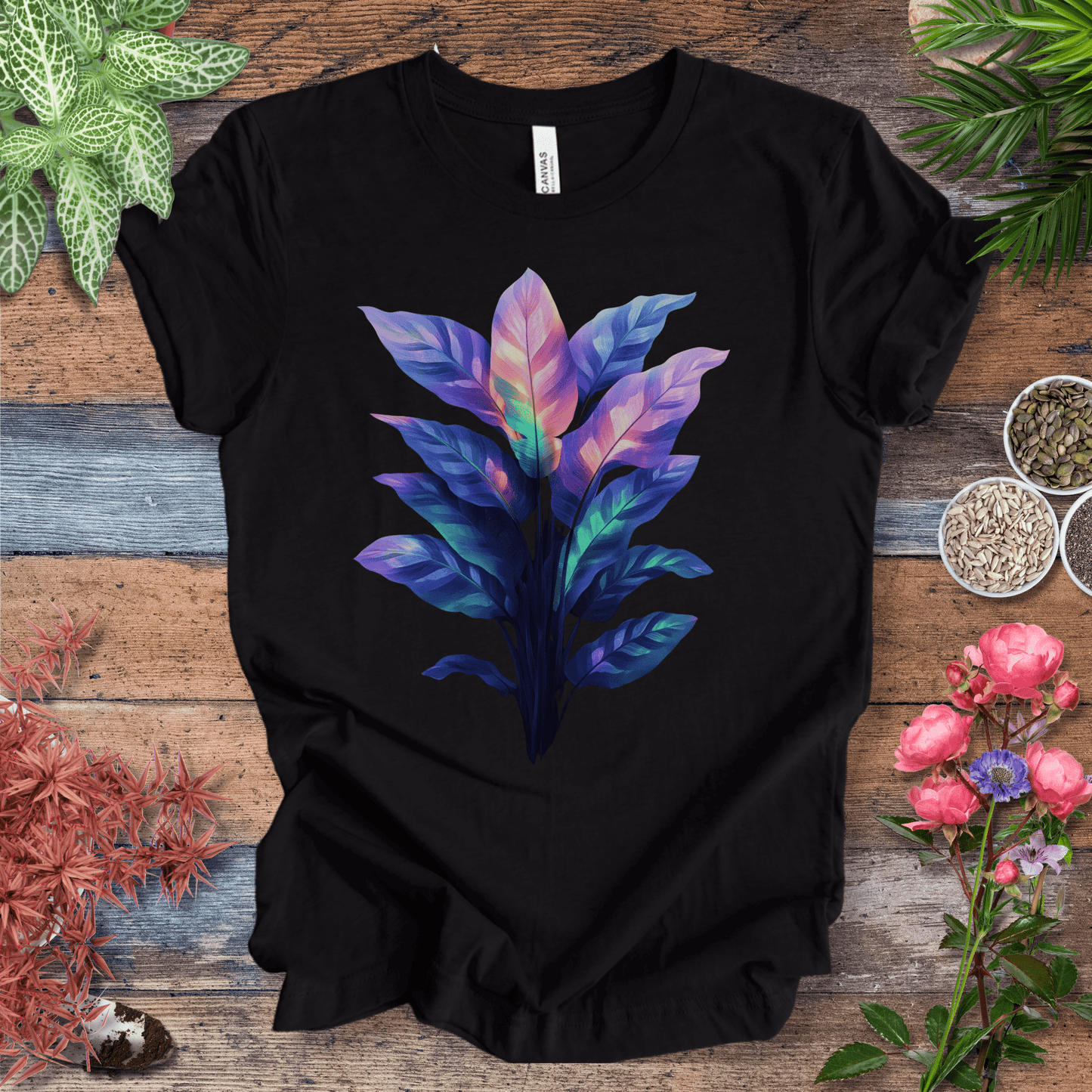 Aurora Glow Gradient Leaf T-Shirt