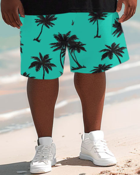 Big Guys Hawaiian Coconut Tree Short Sleeve Tee and Shorts Set