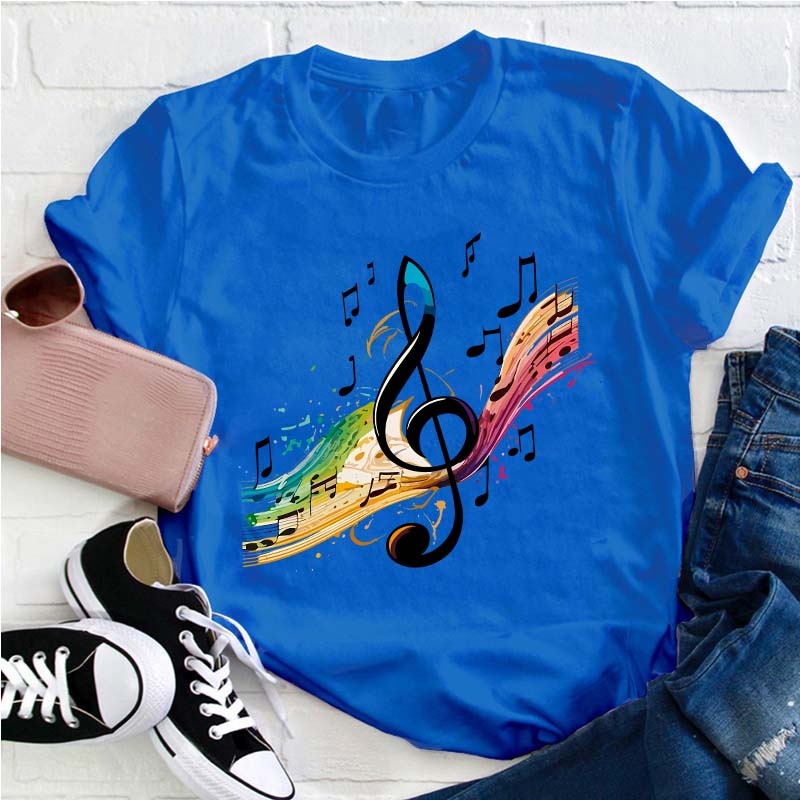 Colorful Music Note Teacher T-Shirt