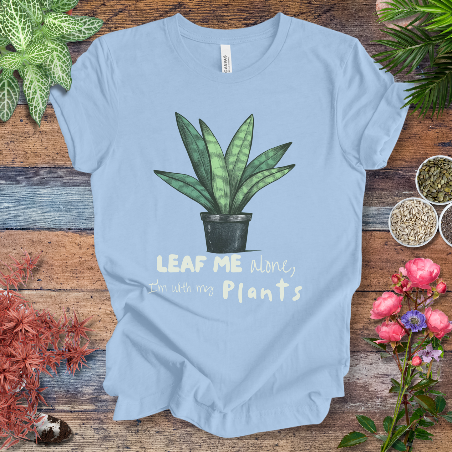 "Leaf Me Alone" Funny Snake Plant Lover T-Shirt