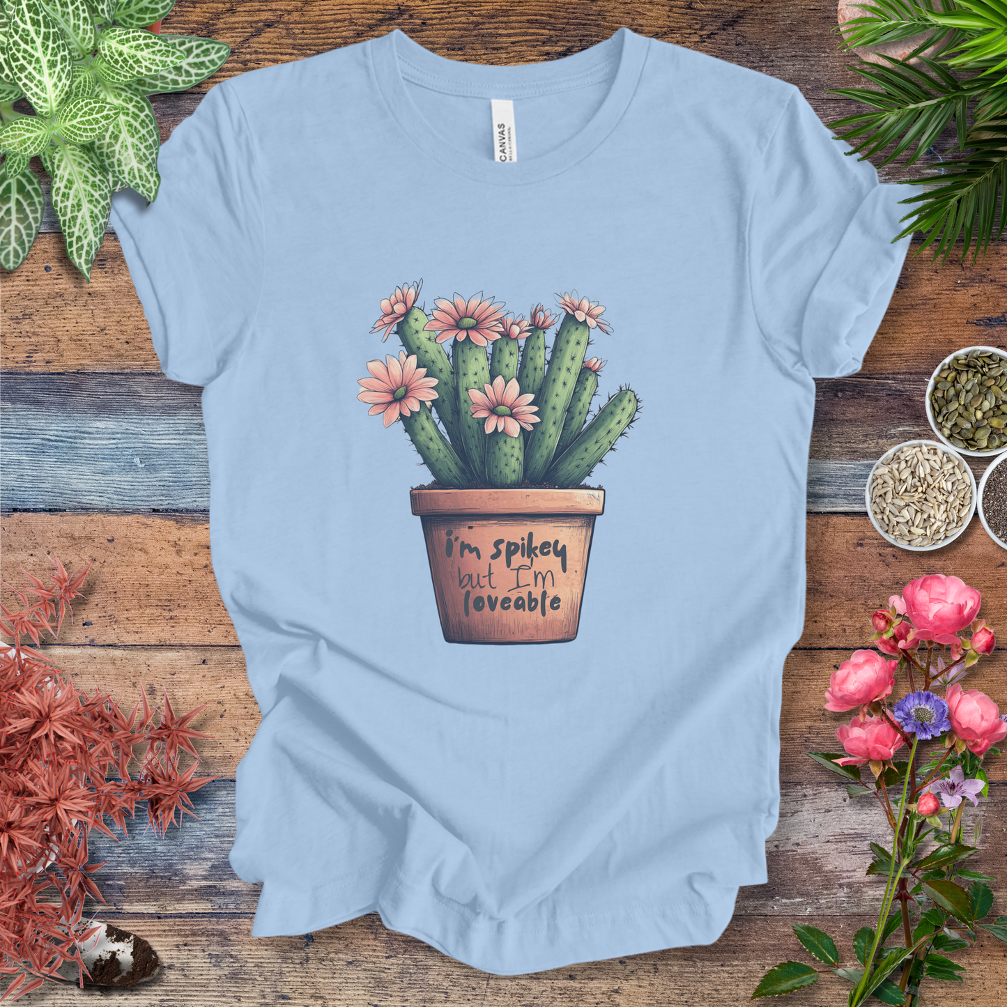 "I'm Spikey but I'm Lovable" Funny Cactus Lover T-Shirt