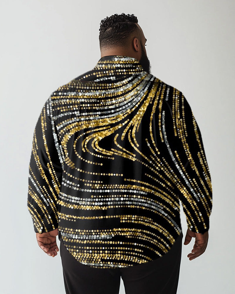 Men's Plus Size Carnival Mask Sequins Casual Long Sleeve Shirt