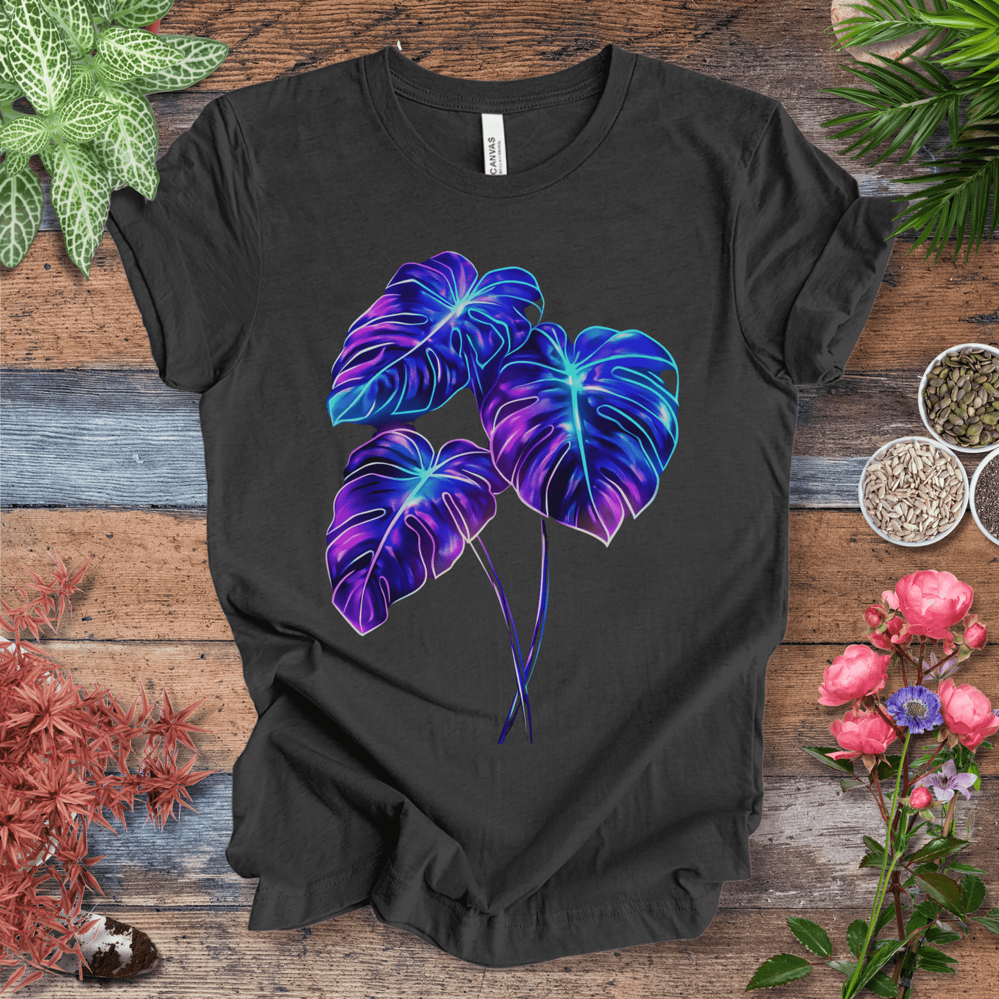 Bioluminescent Monstera Jungle Plant Lover Aesthetic T-Shirt