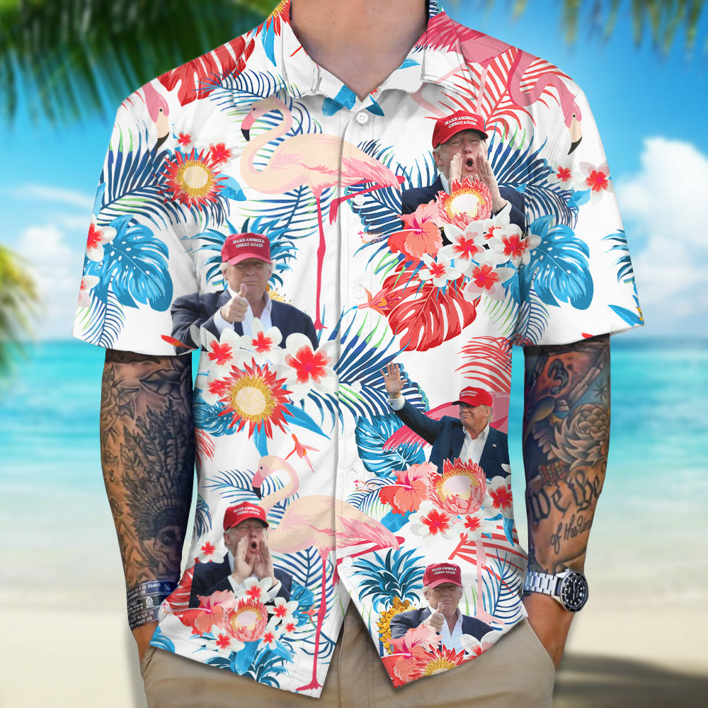 Custom Funny Trump Photo Aloha Hawaii Shirt TA29 62489