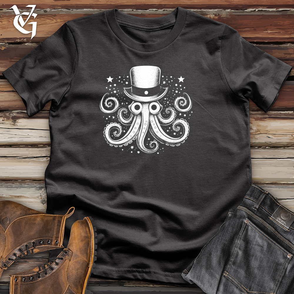 Vintage Cosmic Top Hat Octopus 02 Cotton Tee