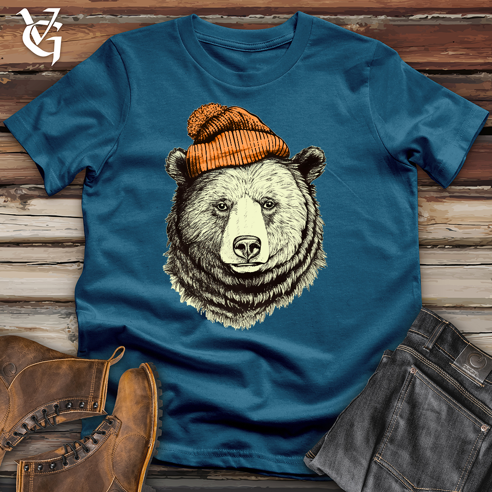 Bear Wearing Hunters Beanie Cotton Tee