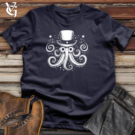 Vintage Cosmic Top Hat Octopus 02 Cotton Tee