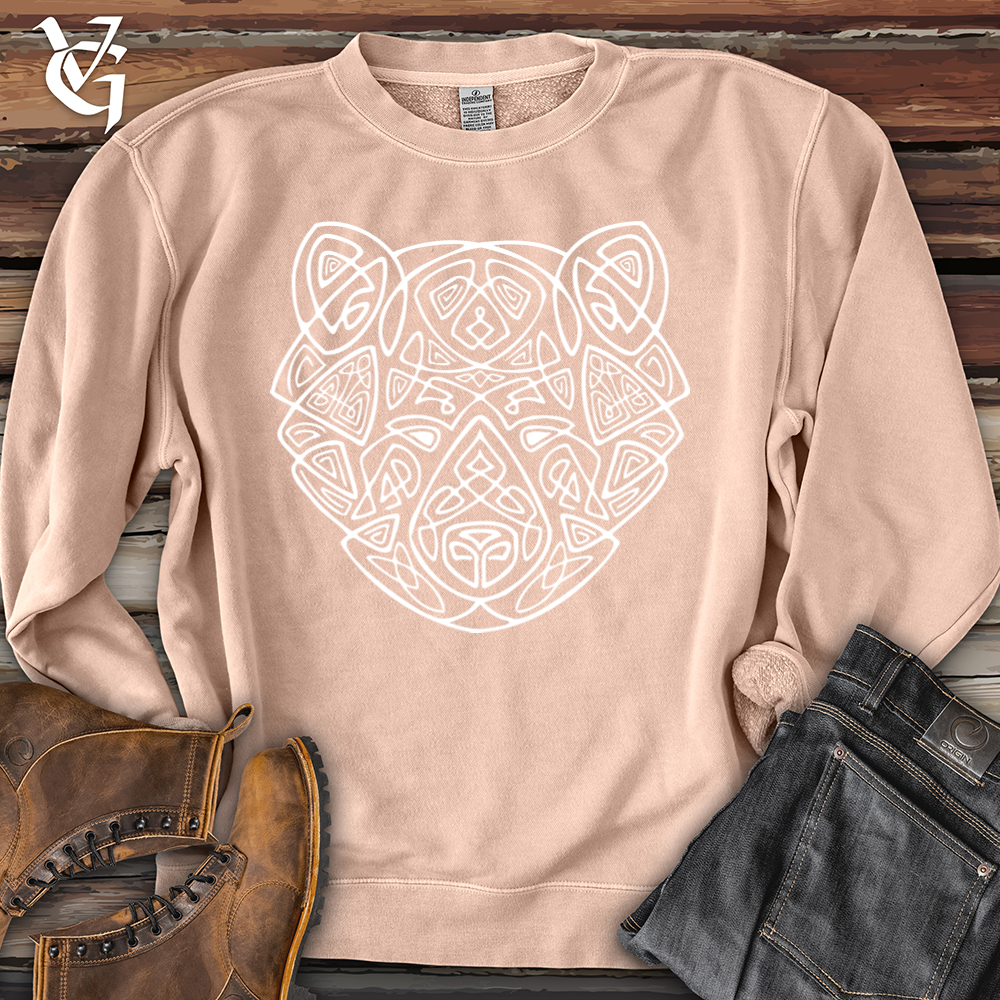 Bear Head Celtic Style Pigment-Dyed Crewneck