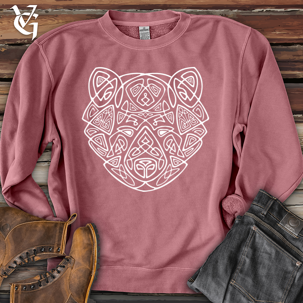 Bear Head Celtic Style Pigment-Dyed Crewneck