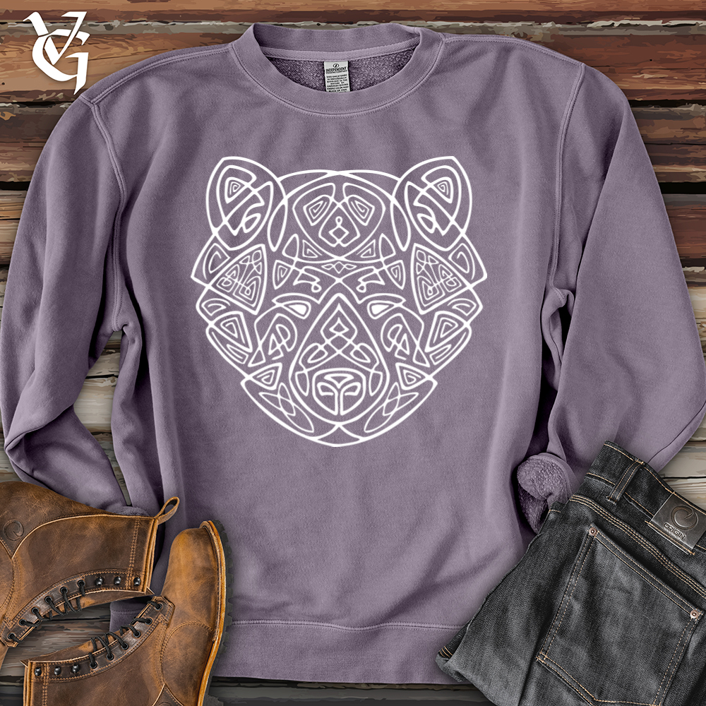 Bear Head Celtic Style Pigment-Dyed Crewneck