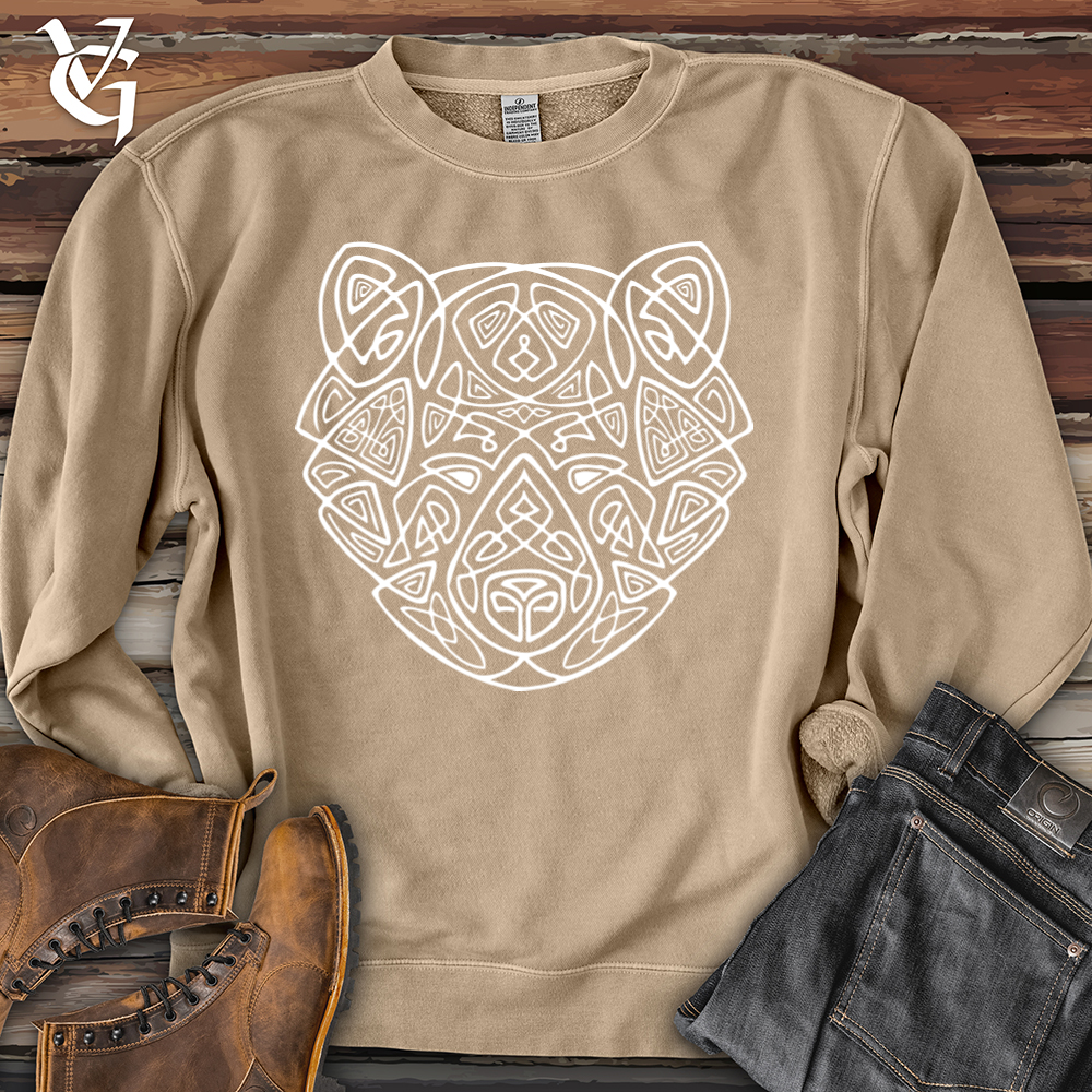 Bear Head Celtic Style Pigment-Dyed Crewneck