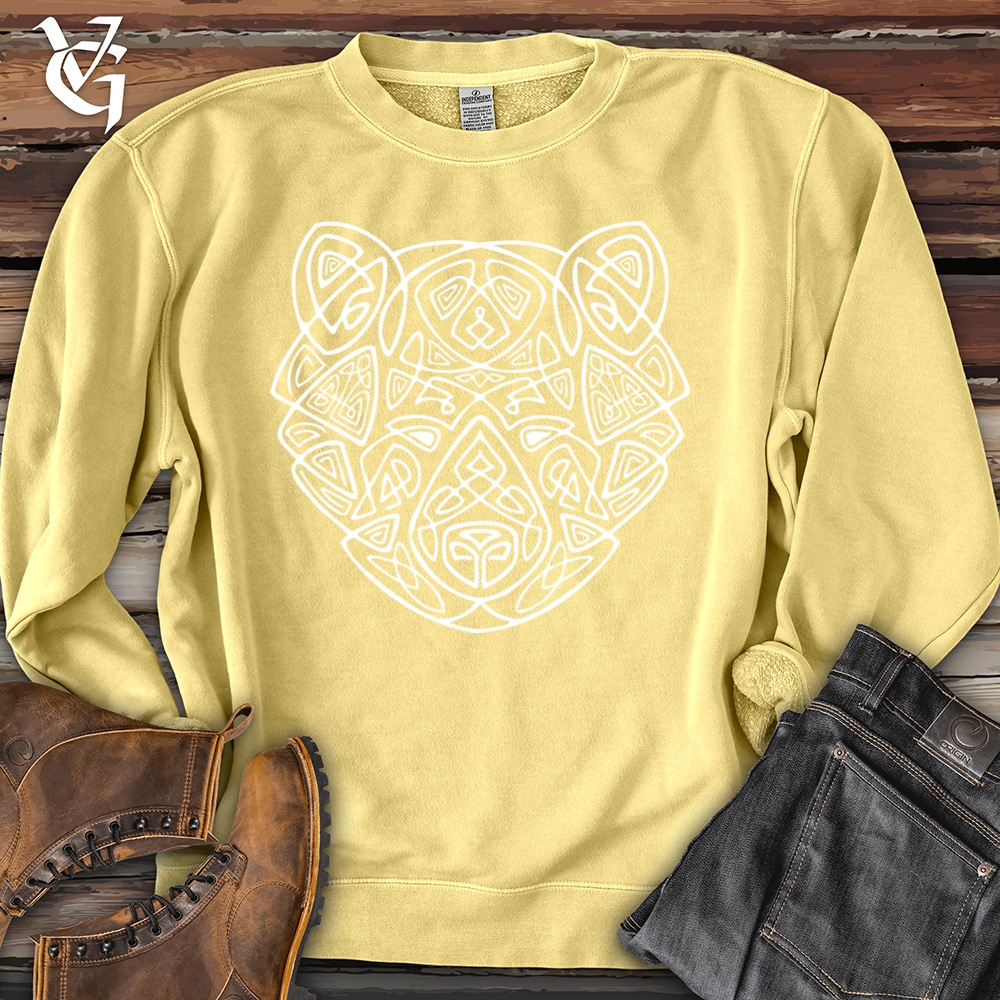 Bear Head Celtic Style Pigment-Dyed Crewneck